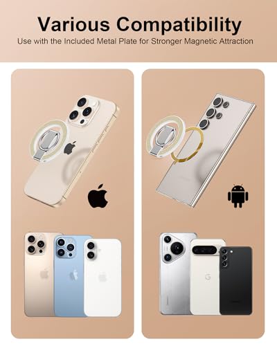 AILKIN Magnetic Phone Ring Holder Grip for Back of Phone, MagSafe Kickstand - color: Gold Bling
