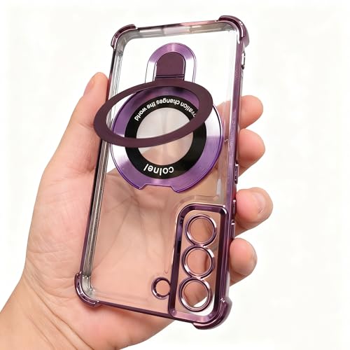 Compatible with Samsung Galaxy S22 5g Phone case softcase Protective with Ring Stand Clear for s22 Galaxy case,Purple - color: Purple, size: Samsung Galaxy S22 5G