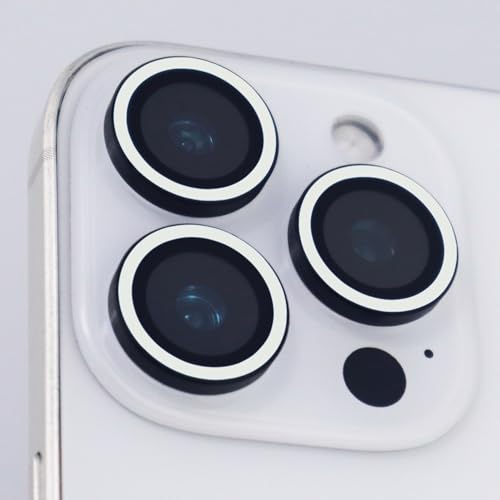 Luminous Camera Lens Protector for iPhone 16 Pro / 16 Pro Max Metal Ring Tempered Glass Glow in The Dark Lens Cover (3PCS) (White, for iPhone 16 Pro/16 Pro Max) - color: White