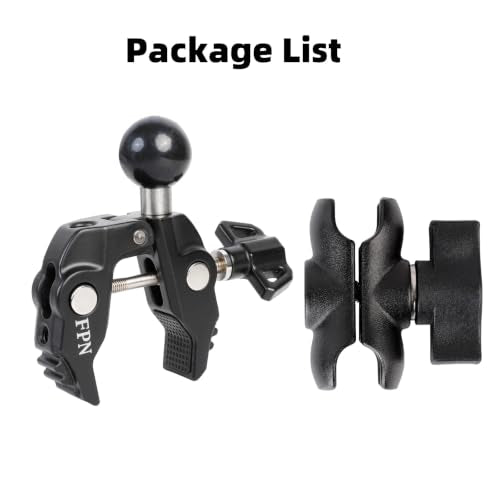 Aluminum 1" Ball Clamp Mount Base with Short Double Socket Arm, Fits Handlebar Rails 0.5 to 1.77" in Dia, Compatible with RAM Mounts and Motorcycle/Bike Phone Holder - style: 1" Ball Clamp with Double Socket Arm