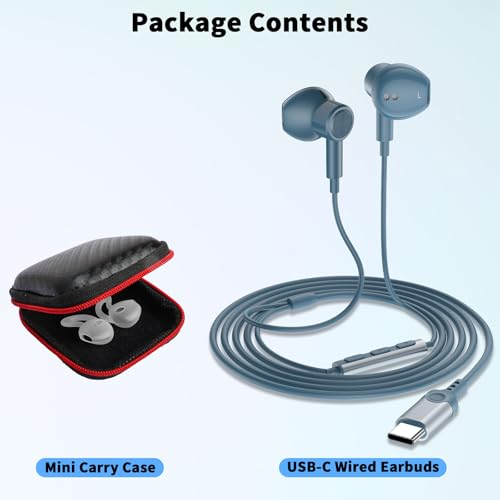 USB C Earbuds Wired Headphones for iPhone 18 Pro Max 17 16 17e,Blue - color: Blue