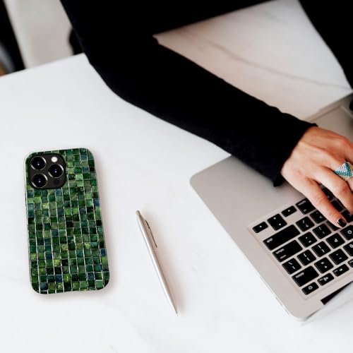 DJSOK Compatible with iPhone 12 Pro,Glossy PC Anti-Scratch Shockproof Case - Aesthetic Toned Tiles Green Glass - color: Aesthetic Toned Tiles Green Glass, size: iPhone 12 Pro
