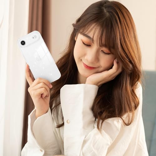 YINLAI Compatible with iPhone Air Case, Crystal Sparkle Anti-Yellowing Upgraded Full Camera Protection Supports Wireless Charging Slim Shockproof Protective Phone Cover (Clear Glitter) - color: Clear Glitter, size: iPhone Air 6.5"