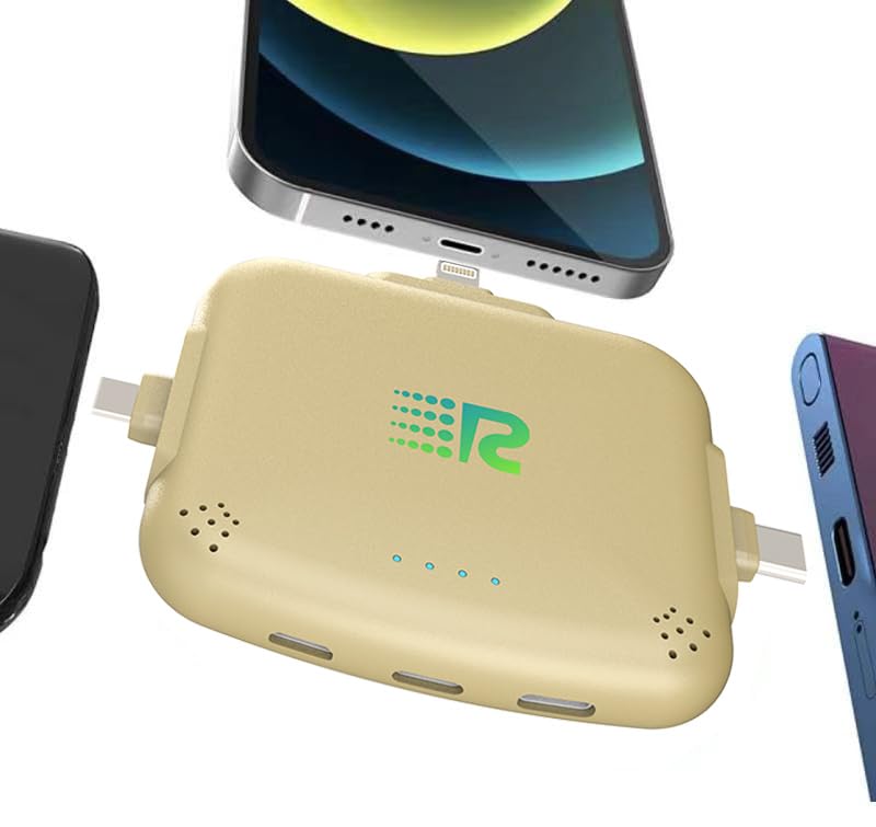 Rush Charge Universe Mini Power Bank Portable Charger Lightning USB-C Gold - color: Gold