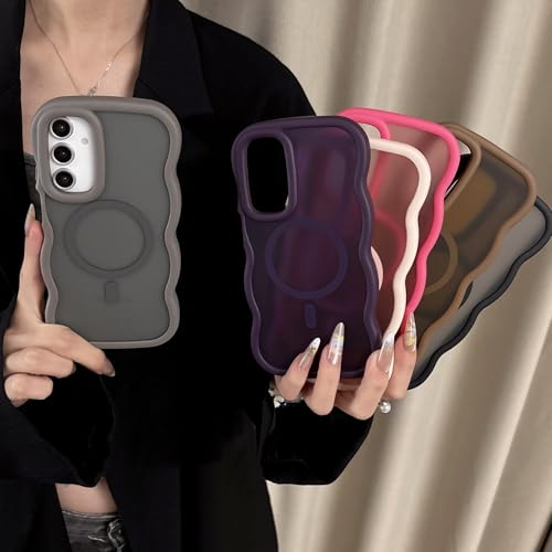 UEEBAI Magnetic for Samsung Galaxy A16 4G/5G Case, Compatible with MagSafe, Transparent Clear Wave Frame Design Soft Edge Cover Matte Shockproof Phone Case- Pink - color: Pink, size: Samsung Galaxy A16 4G/5G