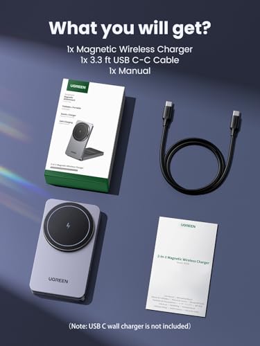 UGREEN MagFlow 2-in-1 MagSafe Compatible Foldable Wireless Charger Stand