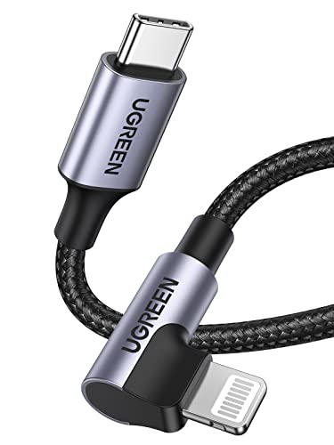 UGREEN MFi Certification Lightning Cable - 90 Degree USB C to Lightning Cable 3FT Compatible with iPhone 14/14 Pro/14 Pro Max, iPhone 13/12/11/X/XR/XS/8 Series, iPad, AirPods Pro - size: 3FT