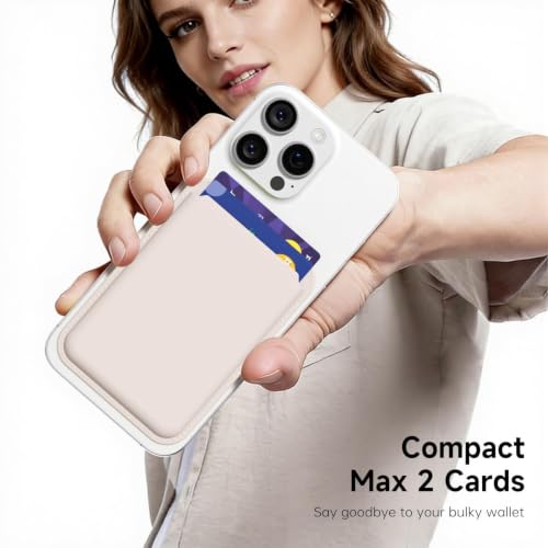 LoeoeL Magnetic Phone Wallet Compatible with Magsafe Wallet, Silicone ID Credit Card Holder Wallets for Back of Phone Pocket, Slim Thin Pouch Sleeve Wallets for iPhone Samsung, Beige Stone - color: Beige