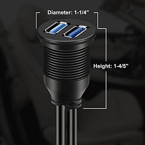 2 Pack Dual USB 3.0 Car Mount Flush Cable Male to Female 3ft - size: 2pcs 3ft