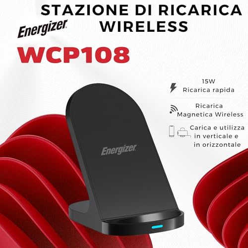Energizer Wireless Charging Stand for iPhone, Samsung, Android, 15W_WCP108