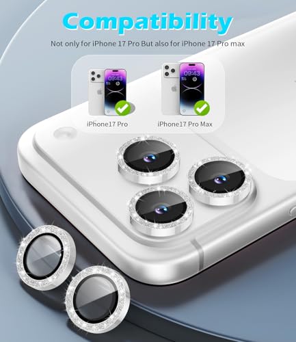 imluckies Camera Lens Protector for iPhone 17 Pro/iPhone 17 Pro Max - color: Bling Sliver