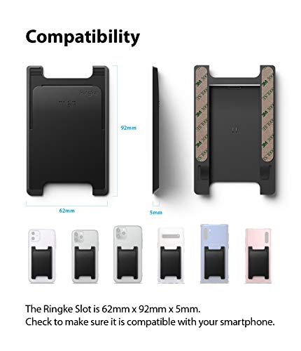 Ringke Slot Card Holder for Phone Case, Business Card Holder for Back of Phone, ID Credit Card Holder Stick on for Women Men, Phone Wallet Compatible with iPhone, Galaxy, and Pixel - Black - color: Black