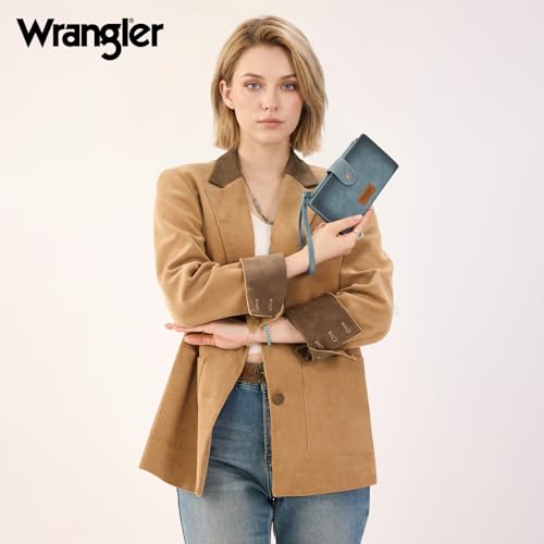 X Wrangler Wallets Women Minimalist Wristlet Wallets, Card Cases & Money Organizers Wallet Bifold with Phone Pocket - color: Jean