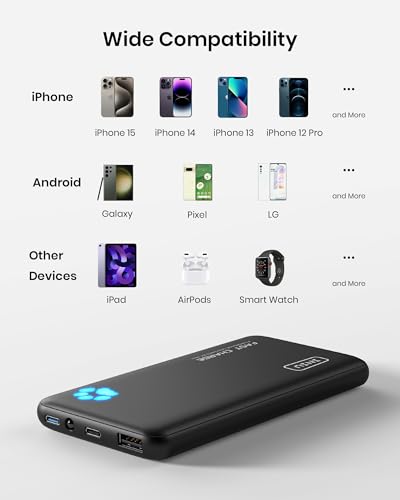 INIU Portable Charger, Slimmest 10000mAh Fast Charging USB C Power Bank