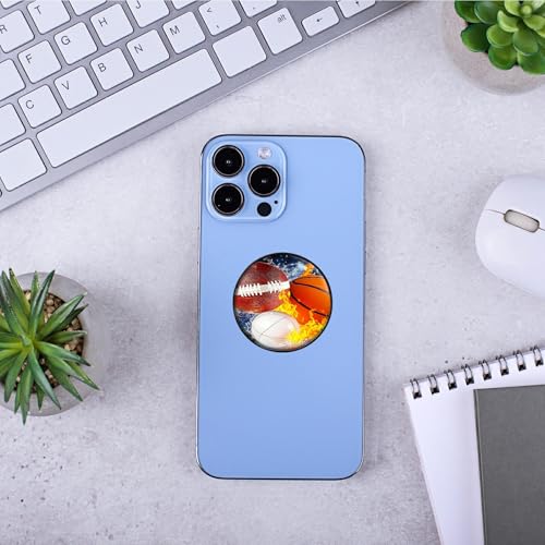 2 Pack Cell Phone Grip with Expanding Kickstand, Basketball Baseball Rugby - color: Basketball Baseball Rugby