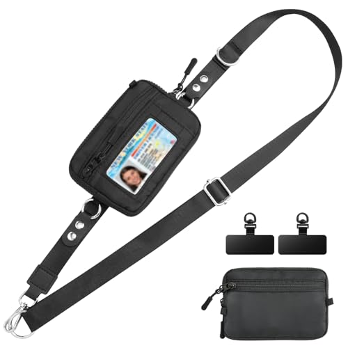TiMOVO Clip and Go Phone Strap with Wallet, Black - color: Black, style: Classic