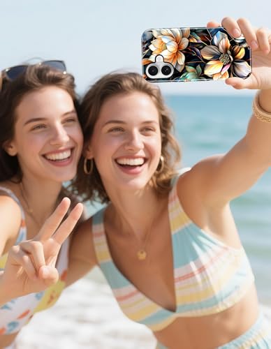 Magnetic Flower Phone Case for iPhone 17 Pro, White Lotus | Compatible with MagSafe, Cute Stained Glass Floral Aesthetic, TPU and PC Shockproof Protective Phone Cover for Women Girls - color: White Lotus