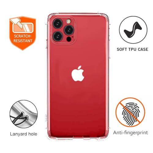 I&H for iPhone 14 6.1 inch Case Crystal Clear Non-Yellowing, Shockproof, Anti-Scratch, Transparent Soft Back Cover