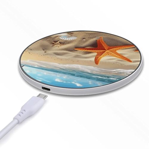 Sea Beach Starfish Wireless Charger Qi-Certified Fast Wireless Charging Pad with USB Cable Portable Charging Station Slim Charger Mat for Most Wireless Charging Smartphones