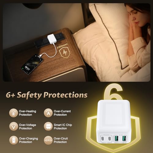 2Pack Flat USB C Charger Block, 40W 4Port Foldable+Slim Fast Charger Block - color: White | 2-Pack | 4-Port
