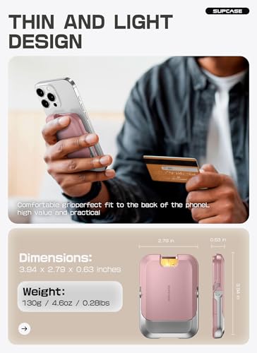 SUPCASE for MagSafe Wallet with Stand, Hold 6 Cards, Blush Pink - color: Blush Pink
