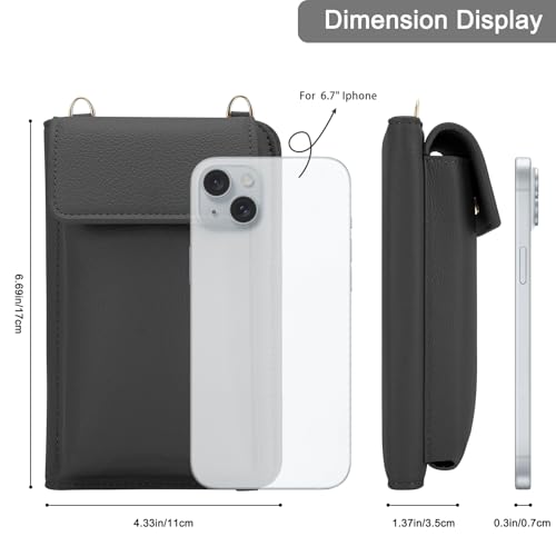 DOB SECHS Leather Passport Wallet Crossbody Phone Bag, RFID Blocking Passport Holder Credit Cards Case for Women - color: Black-2
