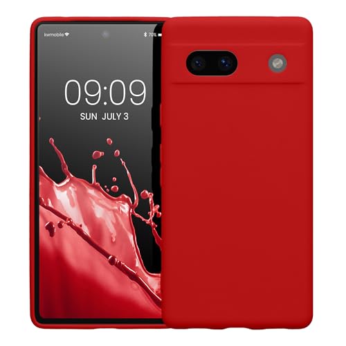 kwmobile Case Compatible with Google Pixel 7a Case - Protective Slim TPU Phone Cover - Soft Matte Finish - Classic Red - color: Classic Red