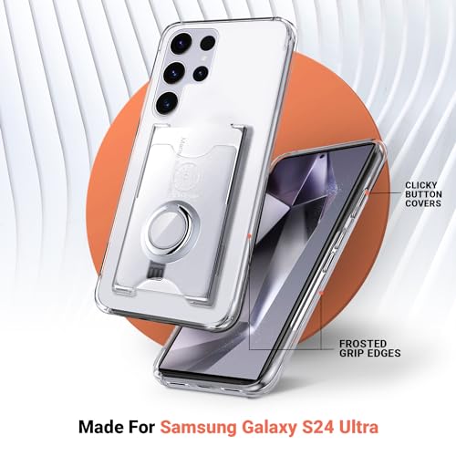 Shields Up for Samsung Galaxy S24 Ultra Case with Card Holder Stand, Clear - color: Clear, size: Galaxy S24 Ultra