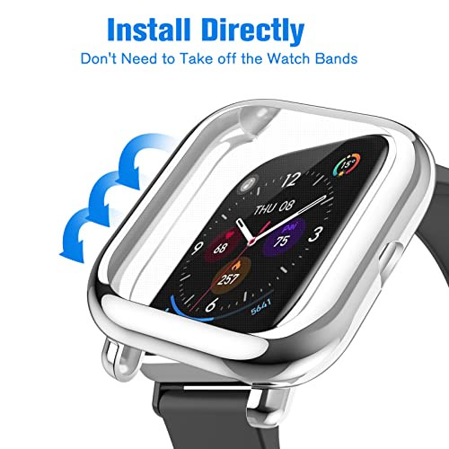 Fintie 3 Packs Case Compatible with Amazfit Bip U Pro/S/Lite/1S/GTS 2 Mini - color: Black+Clear+Silver