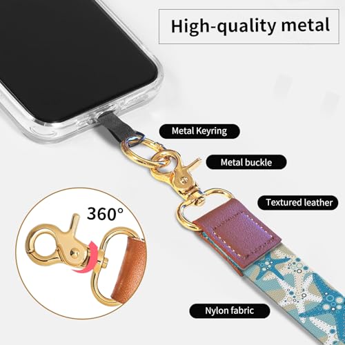 Phone Lanyard Crossbody Wrist Strap, Cute Cell Phone Lanyards for around the Neck Wristlet Wrist Strap - color: Cute Boho Seastars