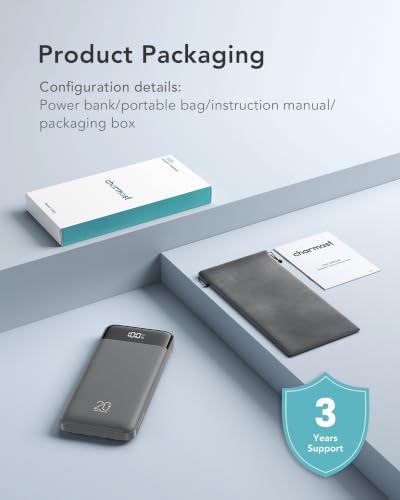 charmast Portable Charger Built-in Cables, 20000mAh Power Bank 6-Output - color: Lunar Grey