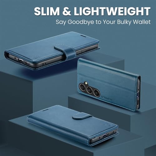 FLIPALM Wallet Case for Samsung Galaxy S26 Plus/S26+ 6.7", Blue | Card Holder, RFID Blocking, PU Leather Folio Flip, Kickstand, Protective Shockproof Cover - color: Blue, size: Samsung Galaxy S26 Plus