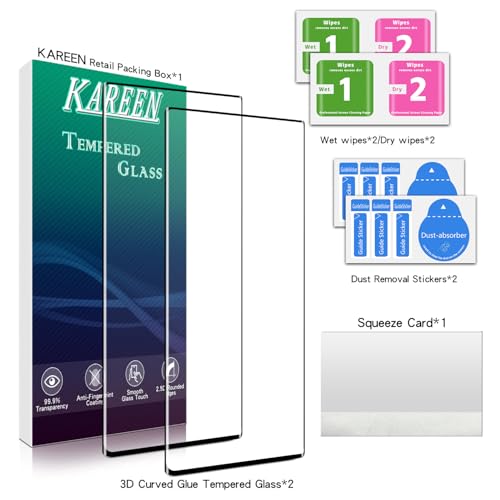 KAREEN 2 Pack Screen Protector for Samsung Galaxy Note 20 Ultra | Tempered Glass 3D Curved Full Coverage Film, 9H Hardness, Anti-Scratch, Case Friendly - size: Galaxy Note 20 Ultra 6.9-inch