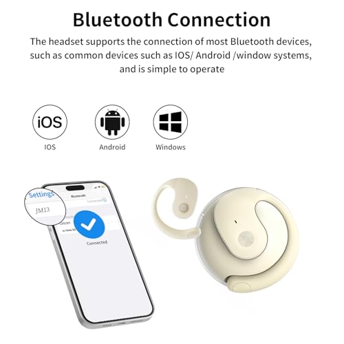 Open Ear Headphones Wireless Bluetooth 5.4, Air Conduction Wireless Bluetooth Earphone, OWS Hanging Earphones with Earhooks and Mic, Open Ear Earbuds IPX5 Waterproof for Sports Gaming Driving(Khaki) - color: Khaki