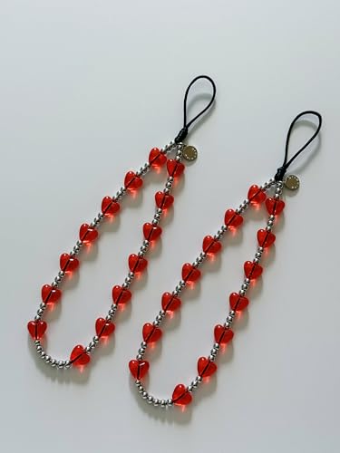 Drawwind Phone Charm Beaded Wristlet Strap Universal Cell Phone Lanyard Cute Bracelet Wrist Strap Beaded Chain String Handmade Accessories for Case Camera Bags (Lucky Love) - color: Lucky Love