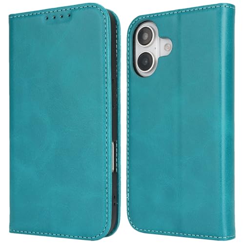 Wallet Case for iPhone 16,Premium PU Leather Flip Folio Case with Card Slot,Stand Holder and Magnetic Closure TPU Shockproof Interior Protective Case,6.1 Inch,Sky Blue | Premium PU Leather, Flip Folio Purse Case, with Card Slot, Stand Holder,Magnetic Clos