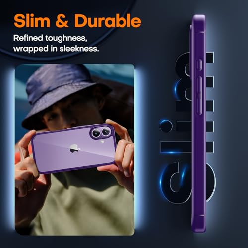 TAURI for iPhone 17 Case, Anti-Yellowing with Screen Protector, Military-Grade Protection Shockproof Slim Phone Case for iPhone 17, Purple - color: E-Purple