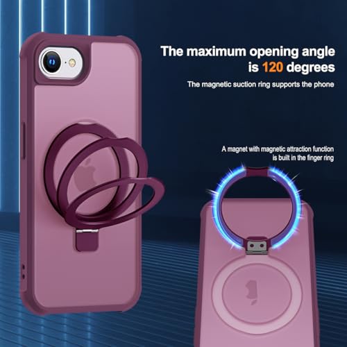 SKYLMW Compatible with iPhone 16e/17e Case with Stand,Wine Red | iPhone 16e Case iPhone 17e Case 6.1",Magnetic Ring Stand,Compatible with MagSafe,Military-Grade Protection,Great Grip Feeling - color: Wine Red, size: Iphone 16e & Iphone 17e