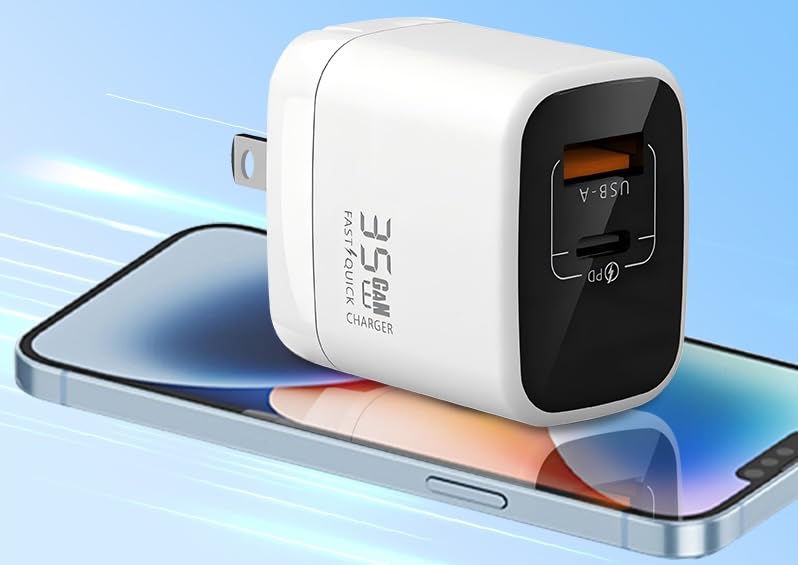 Fast 35W Dual USB-C Plus USB-A Charger - GaN Power Delivery - Fast Compact Power Adapter for Laptops, Smart Phones, Tablets and Thousands of Other Devices (White, 35W) - color: White, size: 35W