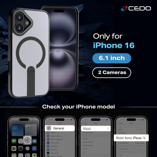 CEDO Magnetic Kickstand Case for iPhone 16, MagSafe Compatible Black - size: iPhone 16