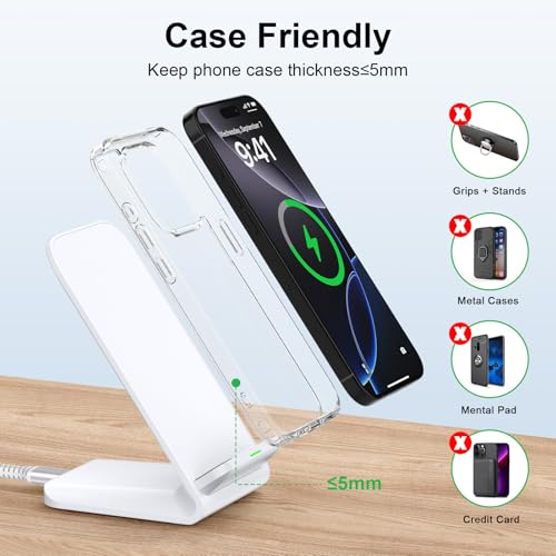 15W Samsung S26 Ultra S25 S24+ Wireless Charger Stand Fast Charging Station