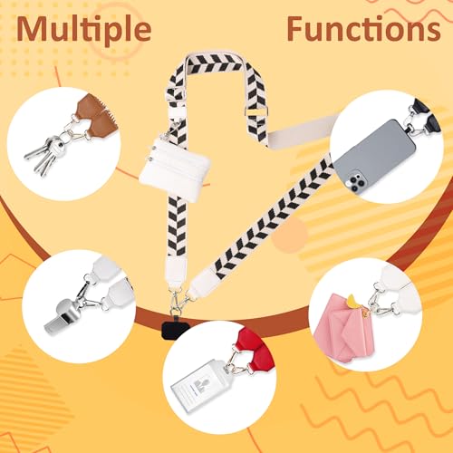 BARGIFTS Clip and Go Strap for Phone with Wallet Crossbody, Cell Phone Lanyard with Zippered Pouch, Adjustable Phone Strap Crossbody with Wallet - color: A-White