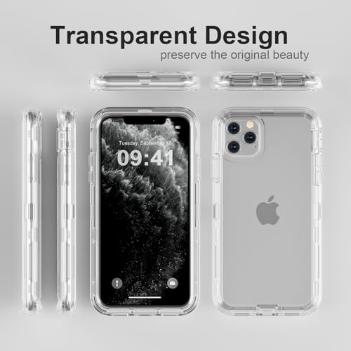 Follaroma for iPhone 11 Pro Max Case, 6.5 inch, Crystal Clear | Heavy Duty Shockproof Protection Phone Cases, Anti-Drop, Military Grade Dual Layer Transparent Rugged Protective Cover - color: Clear, size: iPhone 11 Pro Max 6.5‘’
