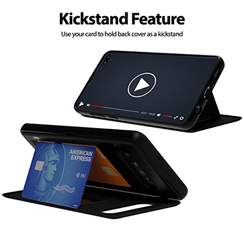 GOOSPERY Magnetic Door Bumper Compatible with Galaxy S10 Plus, Card Holder Wallet Case Easy Magnet Auto Closing Protective Dual Layer Sturdy Phone Back Cover-Black - color: Black, size: Galaxy S10 Plus
