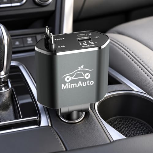 4 in 1 Retractable Car Charger, USB C Fast Charging Adapter, Gray - color: Gray