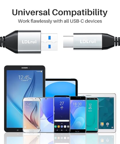 LDLrui USB A to USB C 3.1 Gen 2 Data Cable, 3ft, 1-Pack, Black-White - color: Black-and-White, size: 3FT