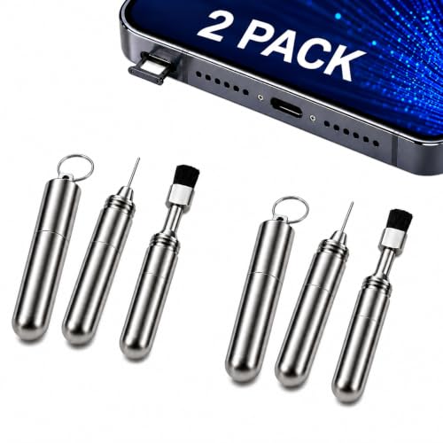 SIM Card Ejector Tool and Charging Port Cleaning Brush Keychain, 2 Pack - color: SIM Tray Ejector Pin + Cleaning Brush (2 Pack)