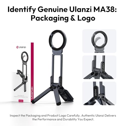 ULANZI MA38 Magnetic Phone Tripod for iPhone 18 Pro, Aluminum Phone Holder - color: Obsidian Gray