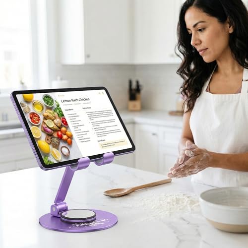 Universal Metal Cell Phone Stand, Multi-Angel Adjustable 360° Rotation Non-Slip Metal Phone Stents(Starry Sky Purple) - color: Starry Sky Purple