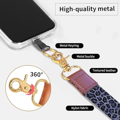 Phone Lanyard Crossbody Wrist Strap, Cute Cell Phone Lanyards for around the Neck Wristlet Wrist Strap - color: Luxury Purple Leopard